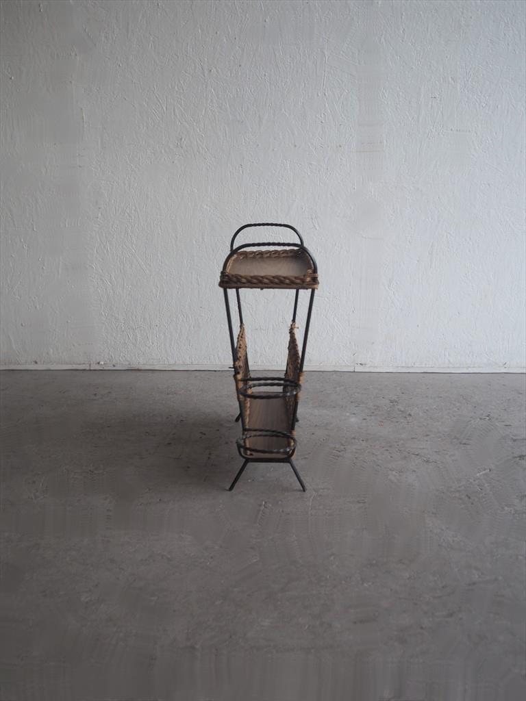 vintage  <br>Rattan x Iron Magazine Rack/Side Table Osaka Store