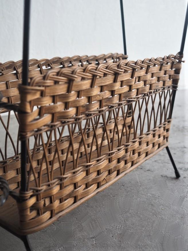 vintage  <br>Rattan x Iron Magazine Rack/Side Table Osaka Store