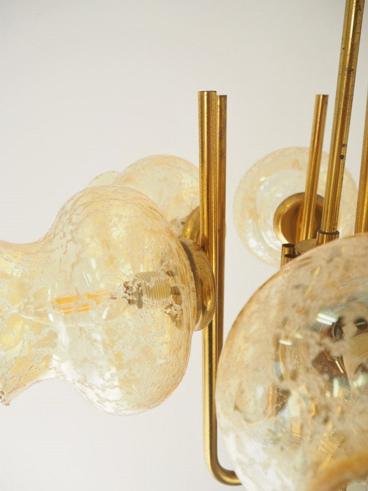 Vintage amber glass 6-light chandelier