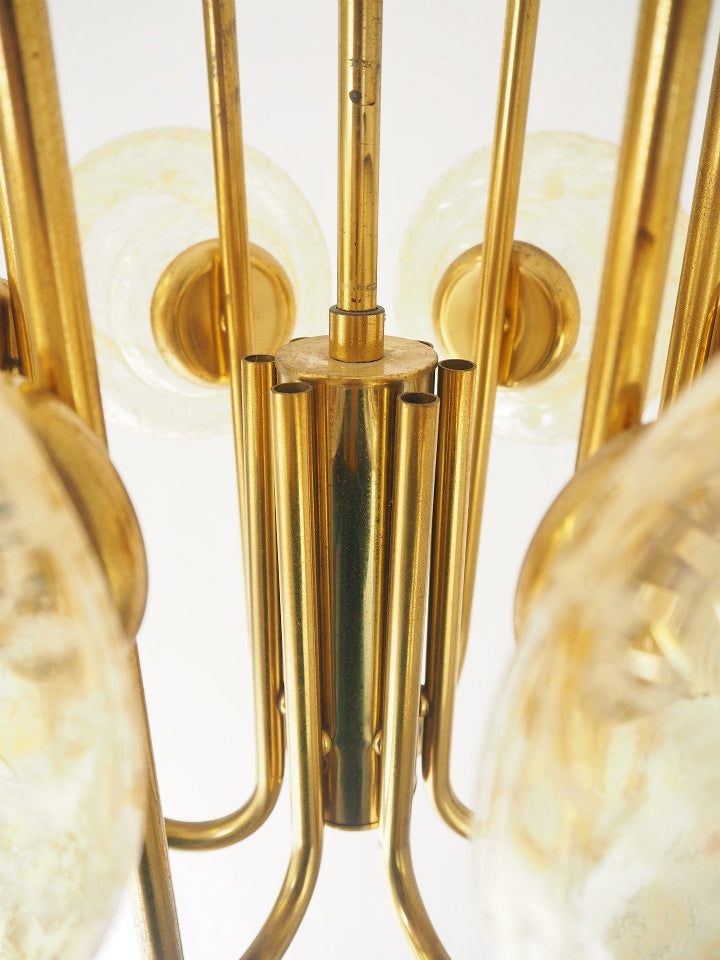 Vintage amber glass 6-light chandelier