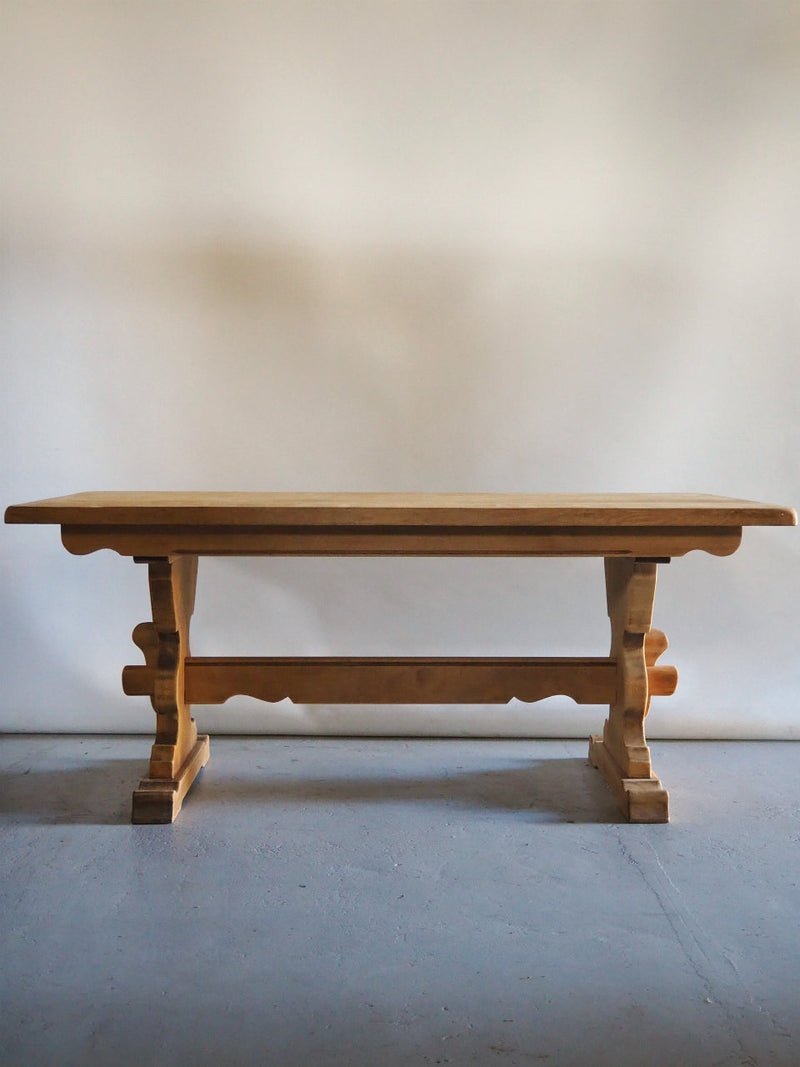 Vintage oak wood dining table Haneda store<br>