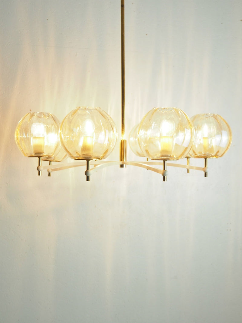vintage<br> 8 light amber glass chandelier<br> Sendagaya store