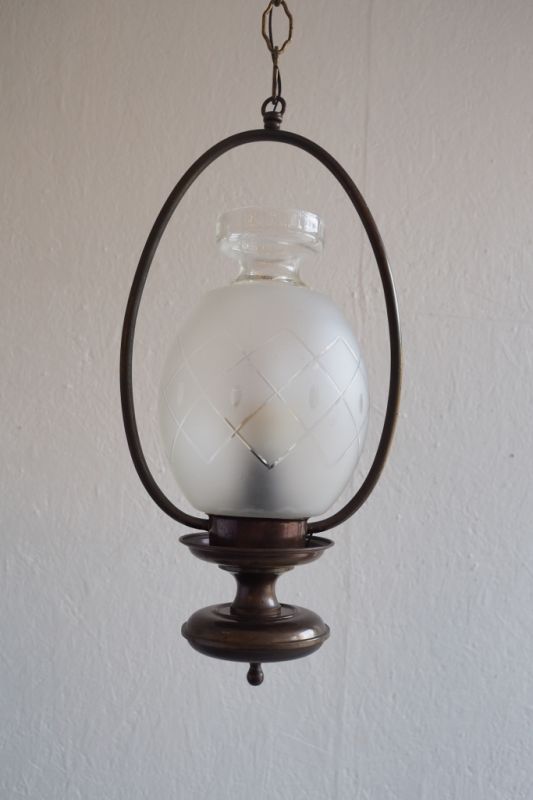 Vintage frosted glass shade pendant light (Osaka store)_PLSD-003