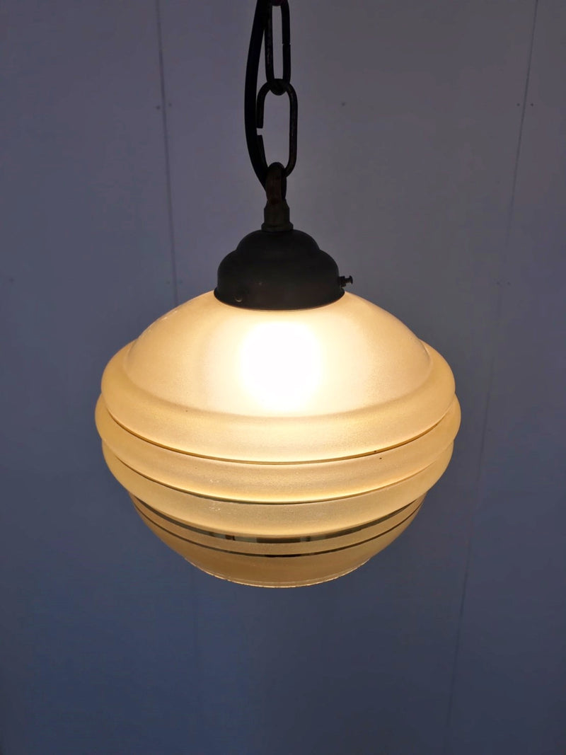 Vintage Amber Frost Glass Pendant Lamp (Haneda Store)_PLSD-190704-03