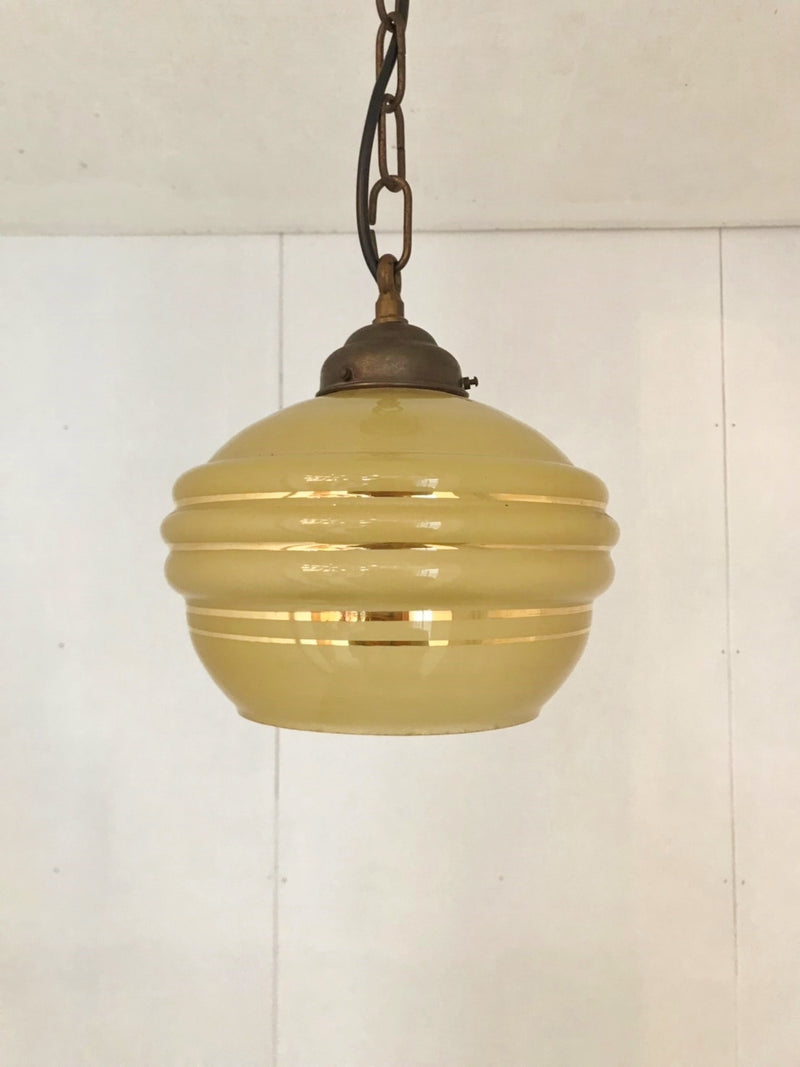Vintage Amber Frost Glass Pendant Lamp (Haneda Store)_PLSD-190704-03