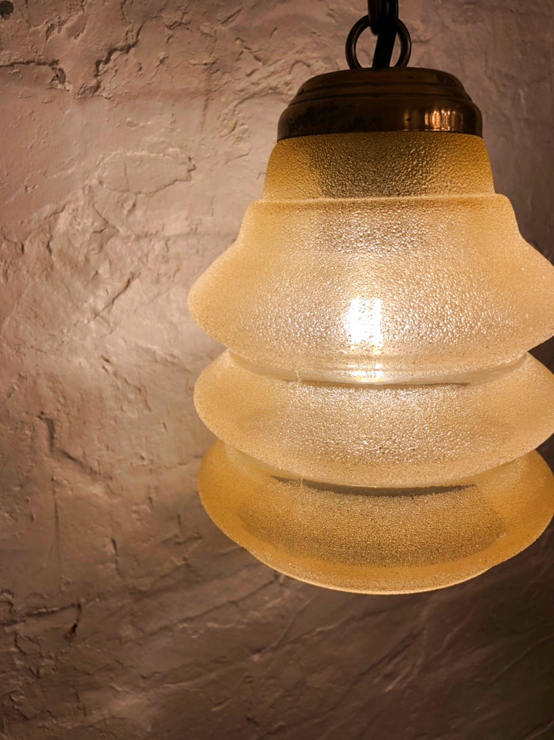 Vintage Amber Frost Glass Pendant Lamp (Haneda Store)_PLSD-190715-01