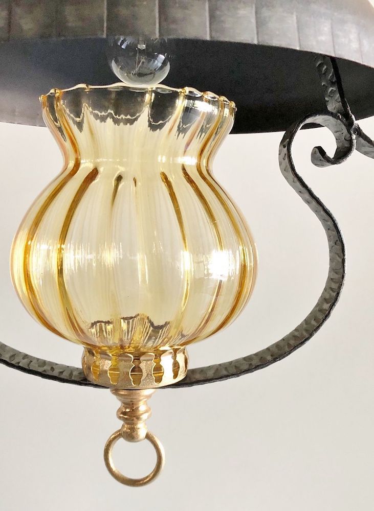 Vintage amber glass x iron pendant lamp Yamato store