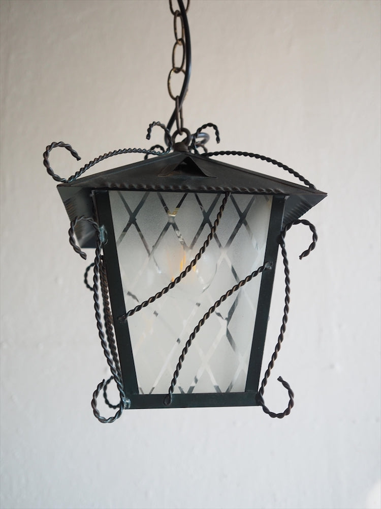 Vintage wrought iron x glass pendant light (Osaka store)_PLSD-201014-6-O