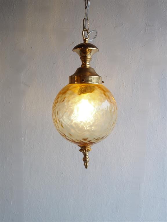 Vintage iron x amber glass pendant light (Osaka store)_PLSD-210306-9-O