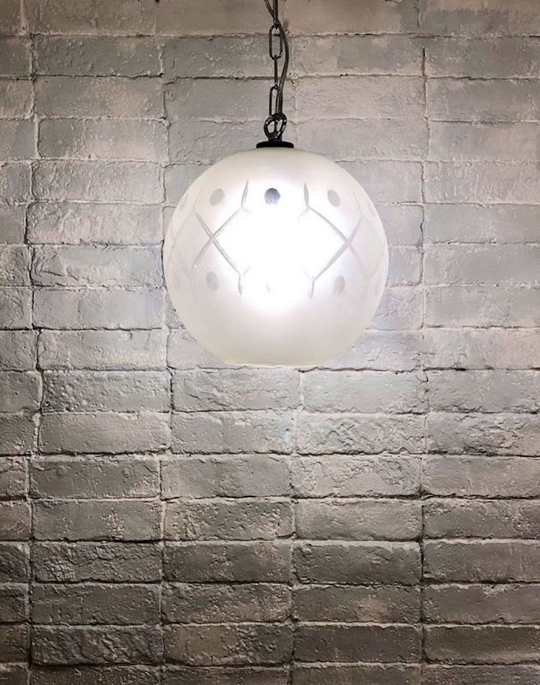 Vintage iron x frosted glass pendant lamp Yamato store