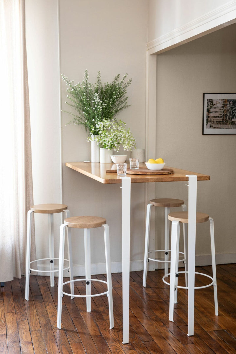 BIG LOU bar stool – SOLID BEECH <br>CLOUDY WHITE