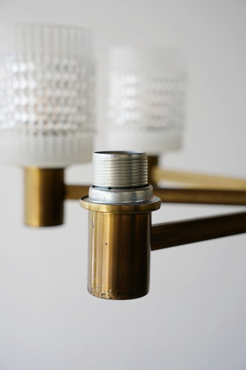 8-light brass x glass chandelier<br> vintage<br> reload