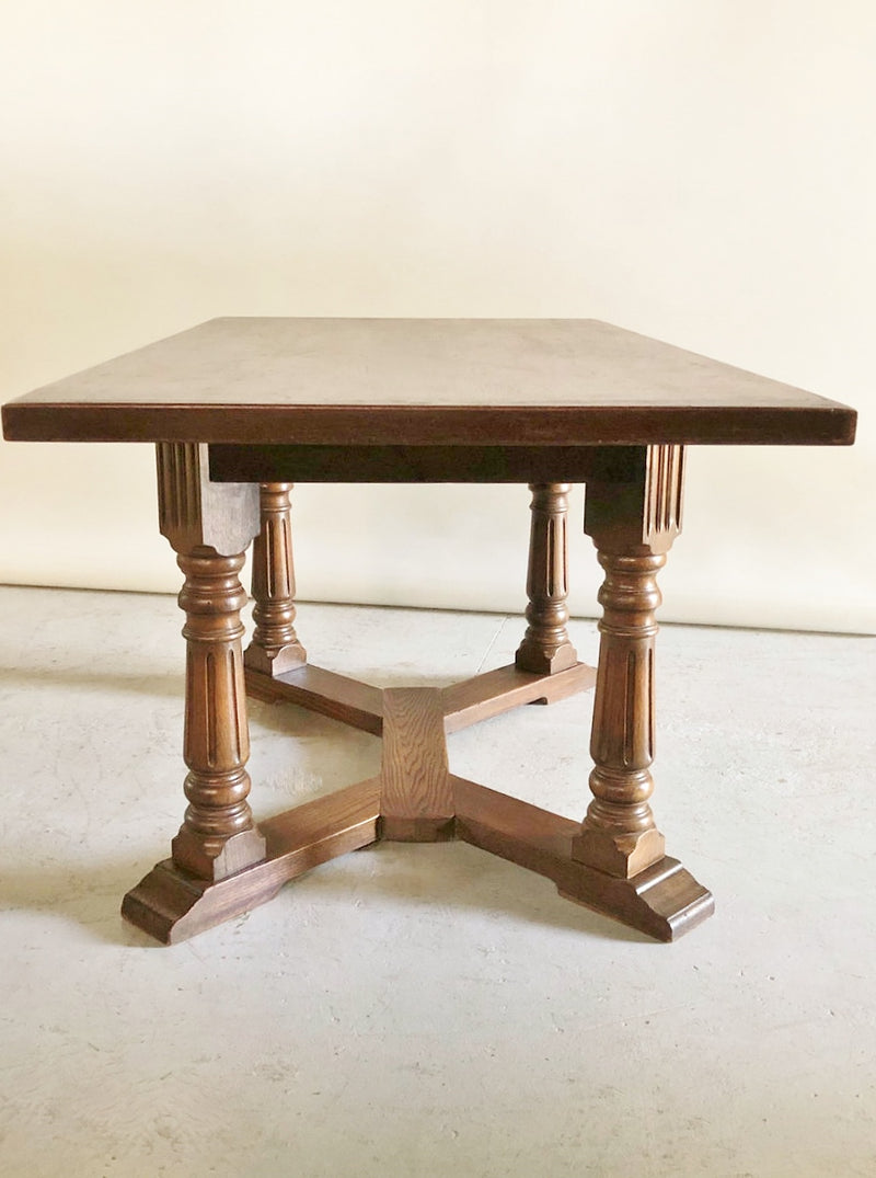 Vintage solid oak wood dining table Haneda store