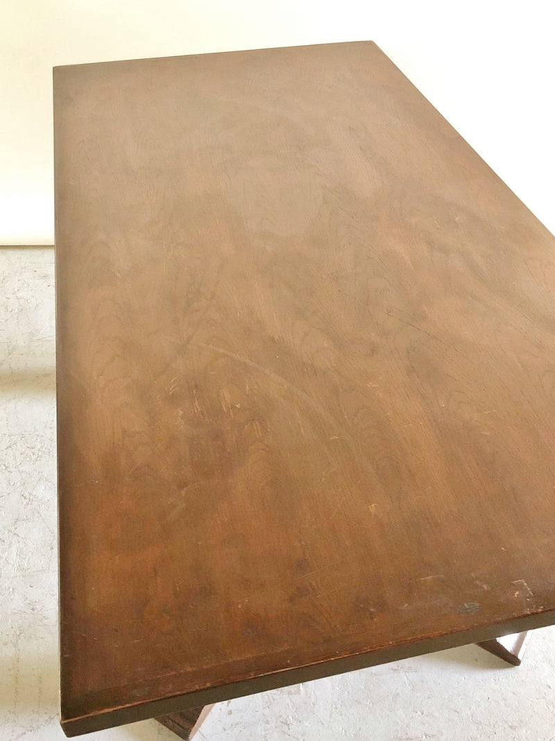 Vintage solid oak wood dining table Haneda store
