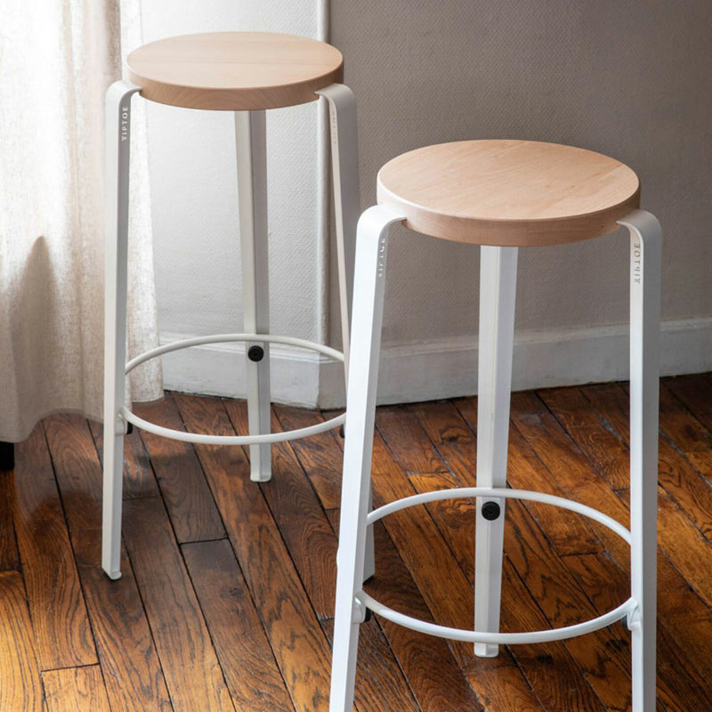 【P】BIG LOU bar stool – SOLID BEECH <br>CLOUDY WHITE